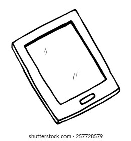 digital tablet / cartoon vector and illustration, black and white, hand drawn, sketch style, isolated on white background.