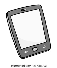 digital tablet / cartoon vector and illustration, grayscale, hand drawn style, isolated on white background.