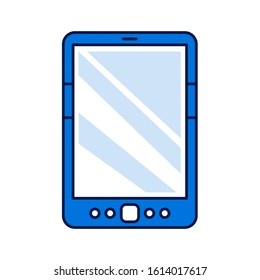 Digital tablet color line icon. Innovation technology. E-learning reading on electronic touch screen. Pictogram for web page, mobile app, promo. UI UX GUI design element.