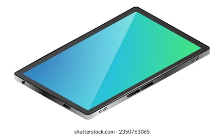 Digital tablet computer with an abstract background on the screen