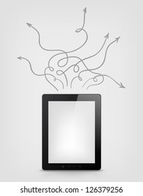 Concepto de tableta digital. Fondo gris. EPS vectorial 10.