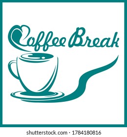 Digital tablet and cup of coffee. Simple vector or coffee break in morning/ selective focus
