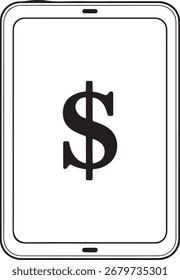 Tableta digital que muestra un signo de dólar audaz, que simboliza las finanzas en línea, la moneda digital y los pagos móviles.