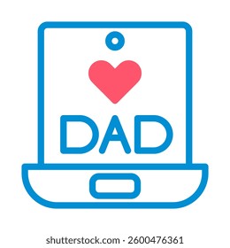 A digital tablet displays 'DAD' with a heart, perfect for Father's Day greetings and celebrating dad.