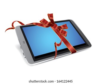 Digital tablet as a gift. Vector illustration 