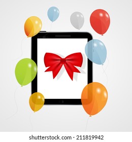 Digital tablet gift vector illustration