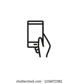 Digital tablet in hand line icon. Internet, modern, technology. Mobile concept. Vector illustration can be used for topics like modern life, technologies, internet