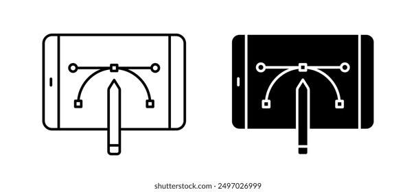 Digital tablet icon vector set. Graphic pen tool symbol