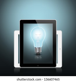 digital tablet with light bulb conceptual design.EPS10