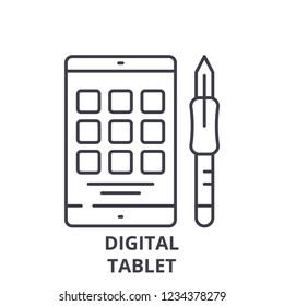 Digital tablet line icon concept. Digital tablet vector linear illustration, symbol, sign