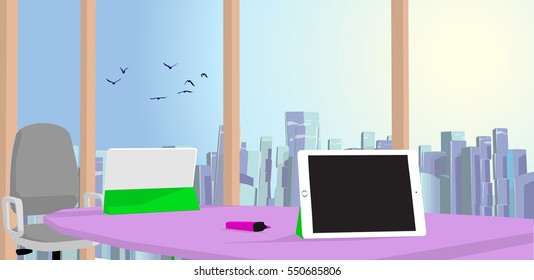 digital tablet with marker in the clear office