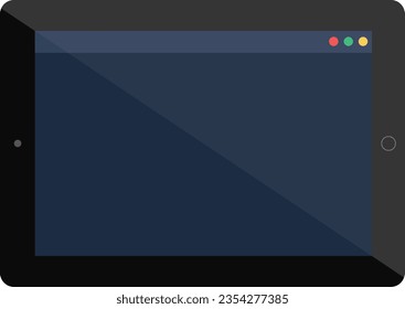 Digital tablet with screen off. Device for presentation template. Cellphone frame with blank screen. Modern digital gadget with black frame. Simple flat vector icon isolated on white background