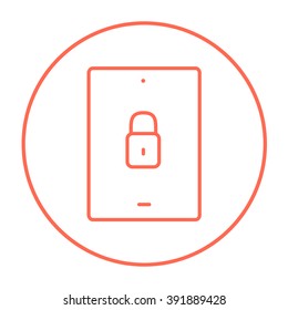 Digital tablet security line icon.
