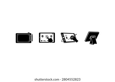 Digital Tablet Silhouette Set Minimal Black Tech Devices