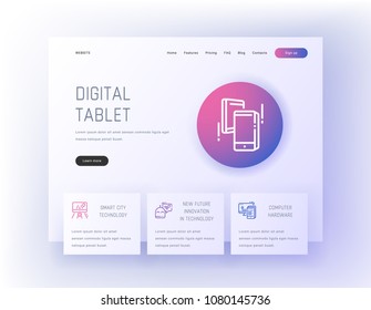 Digital tablet, Smart city technology, New future innovation in technology, Computer hardware Landing page template. Template for website design.