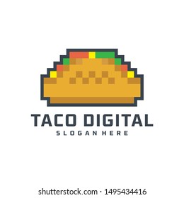 digital taco logo - vector illustration of design on a light background