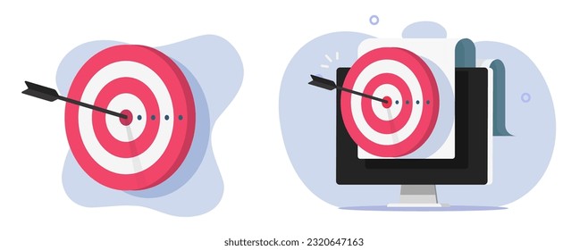 Icono de estrategia de objetivo digital vectorial 3d, optimización de objetivos de audiencia virtual en línea, rendimiento de la campaña de rendimiento de la informática en internet informe de imagen clipart