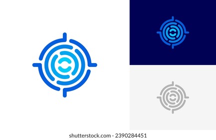 Digital target logo icon design vector