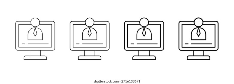 Vetor De Ícones Digitais Do Professor Definido Em Diferentes Estilos De Linha De Traçado