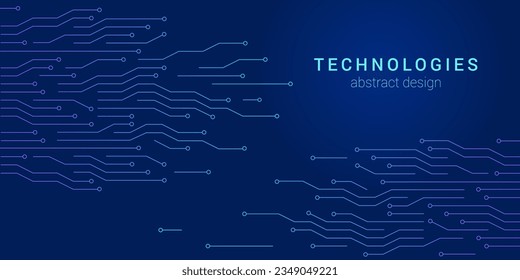 Digital tech blue background with circuit board elements. Ideal for tech companies, data analytics, digital era topics. Versatile for web, presentations, ads