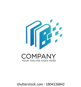 digital tech book logo design, Pixel Book Logo Template Design Vector, Online Education Logo template, Internet network online school icon. digital school logo 