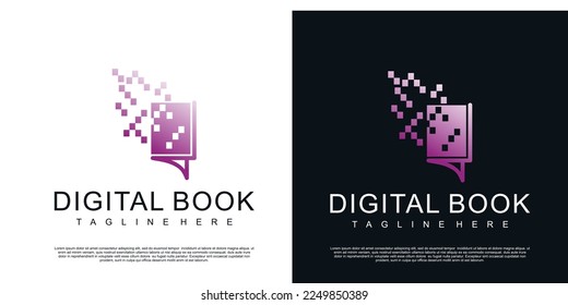 Digital tech book logo design template Premium Vector