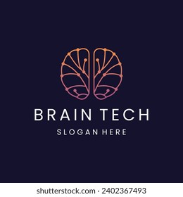 Plantilla de diseño de logotipo cerebral tecnológico digital