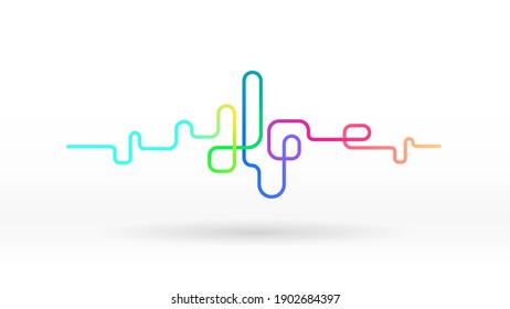 Digital tech chaotic elements wave gradient colour abstract background