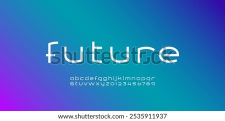 Digital tech font, cyber alphabet made future style, letters A, B, C, D, E, F, G, H, I, J, K, L, M, N, O, P, Q, R, S, T, U, V, W, X, Y, Z and numerals 0, 1, 2, 3, 4, 5, 6, 7, 8, 9.