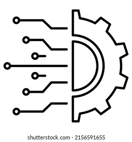 Digital tech icon in modern outline style design. Vector illustration isolated on white background.