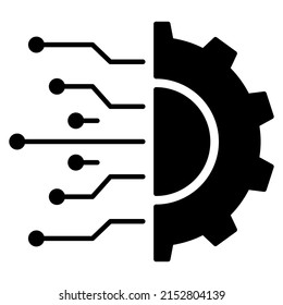 Digital tech icon in modern silhouette style design. Vector illustration isolated on white background.