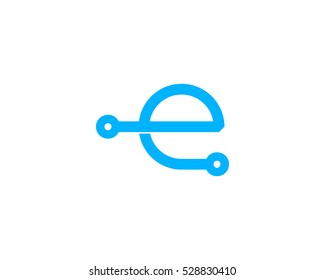 Digital Tech Letter Initial E Logo Design Template