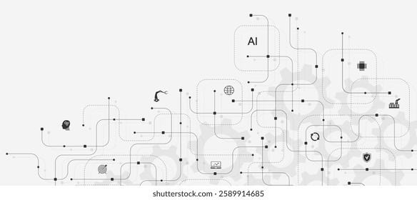 Digital tech motherboard texture design. Creative idea AI banner concept for internet technology. Software coding. Engineering concept for poster, cover, banner, header, web, presentation template.