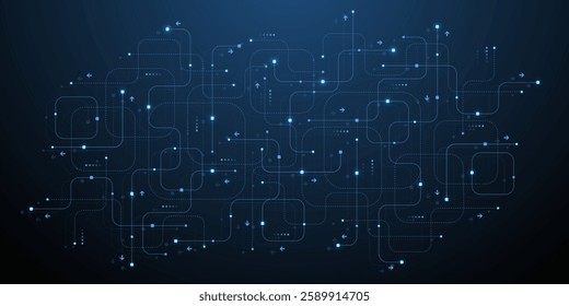 Digital tech motherboard texture design. Creative idea AI banner concept for internet technology. Software coding. Engineering concept for poster, cover, banner, header, web, presentation template.