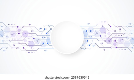 Digital tech motherboard texture design. Creative idea AI banner concept for internet technology. Software coding. Engineering concept for poster, cover, banner, header, web, presentation template.