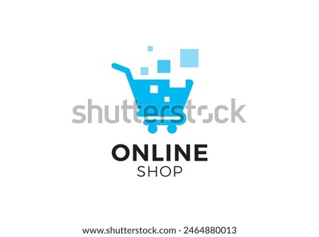 digital tech with shopping cart logo. online shop symbol icon design