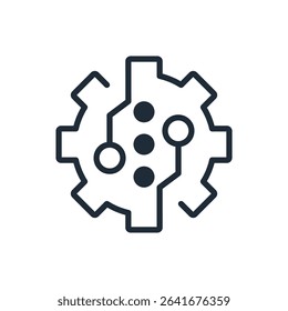 Digital tech transformation  and  connection. Data technology.Vector linear icon illustration isolated on white background.