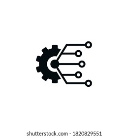 Digital tech - vector business logo template concept illustration. Gear electronic factory sign. Gear technology vector icon, logo template