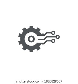 Digital tech - vector business logo template concept illustration. Gear electronic factory sign. Gear technology vector icon, logo template