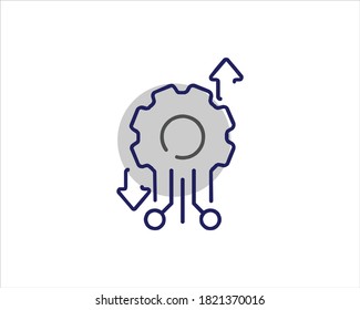 Digital tech - vector business logo template concept illustration. Gear electronic factory sign. Cog wheel technology symbol. SEO emblem. Design element.