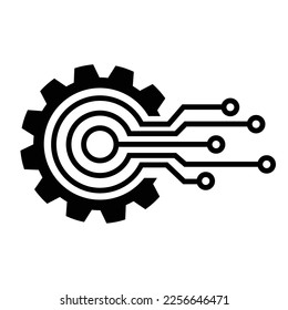 Digital tech - vector business logo template concept illustration. Gear electronic factory sign. Gear technology vector icon, logo template
