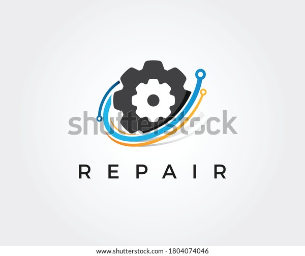 Digital tech - vector business logo\
template concept illustration. Gear electronic factory sign. Cog\
wheel technology symbol. SEO emblem. Design\
element.
