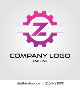 Digital tech z vector business logo template concept illustration Gear electronic factory sign Cog wheel technology symbol SEO emblem Design element