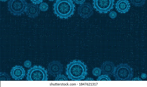Digital Technical Gears wheel and Cock on Technology Background,free space for text input,vector