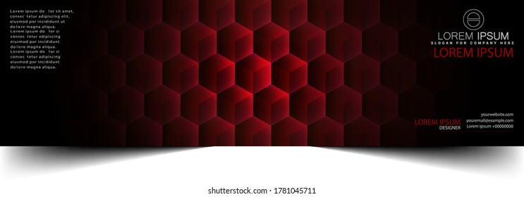 Fondo abstracto digital tecno, hexagones brillantes, fondo vectorial geométrico de alta tecnología con efectos luminosos brillantes y figuras, color rojo