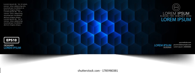 Fondo abstracto digital tecno, hexagones brillantes, fondo vectorial geométrico de alta tecnología con efectos luminosos brillantes y figuras, color azul