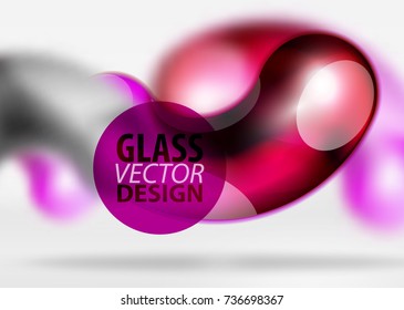 Digital techno abstract background, grey 3d space with red glass curvy bubble. Vector technology abstract background