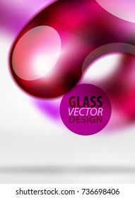 Digital techno abstract background, grey 3d space with red glass curvy bubble. Vector technology abstract background