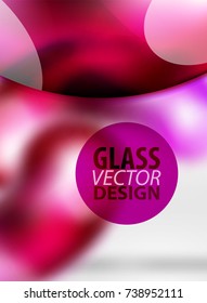 Digital techno abstract background, grey 3d space with red glass curvy bubble. Vector technology abstract background