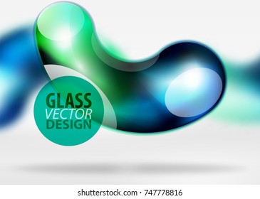 Digital techno abstract background, grey 3d space with blue glass curvy bubble. Vector technology abstract background